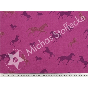 Jacquard Jersey Mateo Metallic hästar på lila