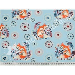 Stretchsweat fox mummy with baby on light blue