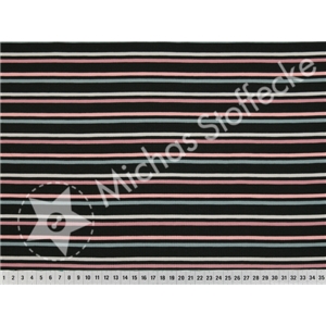 Stretch Jersey Stripe Gammelrosa-Blå på svart