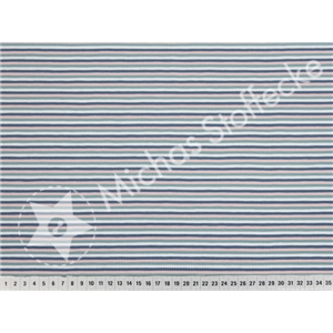 Stretchjersey Stripes 3mm Mint-lax-jeansblå-vit