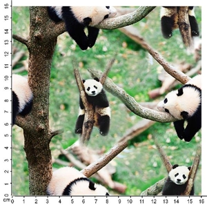 Digitaltryck Panda i träd på grönt