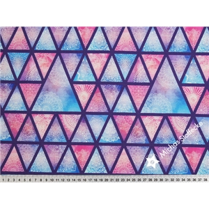 Stretchjersey mandala trianglar lila-blå-rosa