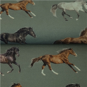 Hästar I Galopp På Grå-grönt