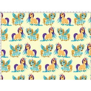 Colourful Unicorns on light Yellow