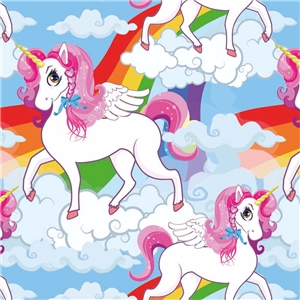 Enhörning på moln regnbåge