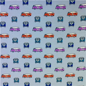 Tecknade bussar på blått