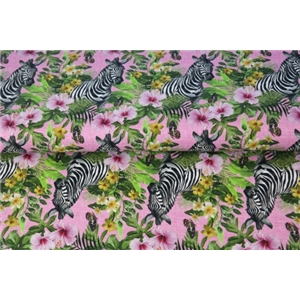 Zebra & Blommor På Rosa