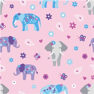 Elefanter och fjärilar på rosa