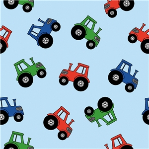 Tractors on light blue