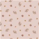 Mustard cartoon leaves on light pink