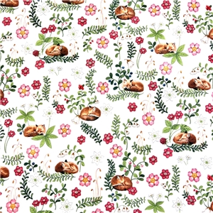 Rävar som sover med blommor