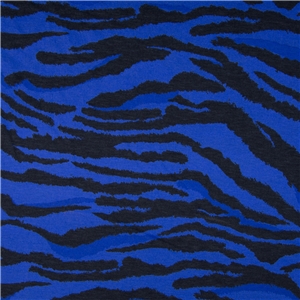 Black zebra stripes on blue Viscose