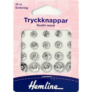 Tryckknappar sorterade förnicklade 20-pack