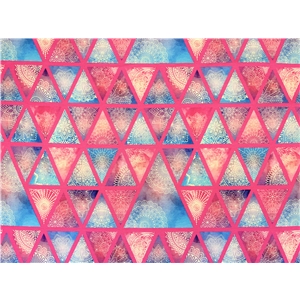 Stretchjersey Mandala Trianglar rosa