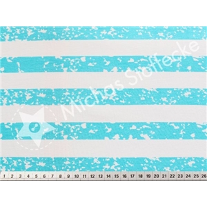 Stretch Jersey Spotstripes turkos och vitt