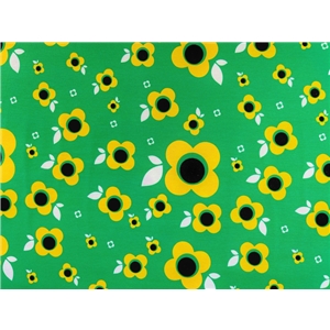 Tecknade gula blommor på Grönt