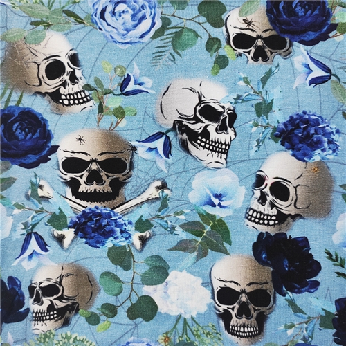 Dödskallar blå blommor Blå