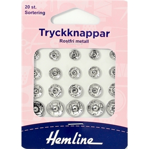 Tryckknappar sort silver 20 st