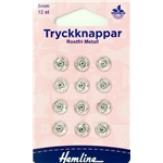 Tryckknappar 9 mm silver 12 st