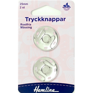 Tryckknappar 25 mm silver 2 st