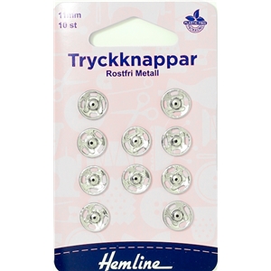 Tryckknappar 11 mm silver 10 st