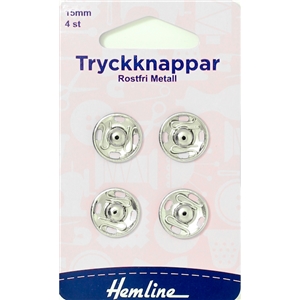 Tryckknappar 15 mm silver 4 st