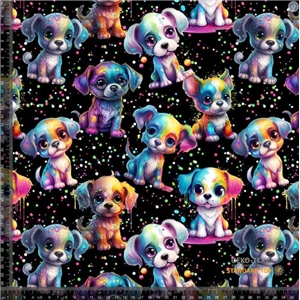 Rainbow puppies on Black