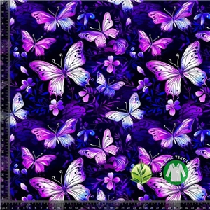 Digitaltryckt Bambu - Lila Fjärilar