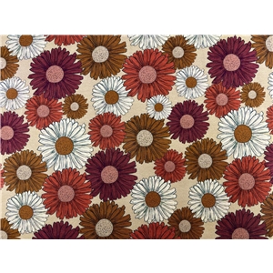 Purple, white, red and mustard flowers on Beige