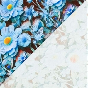 3D Flowers Blue Viskostrikå