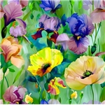 Aquarel poppy flowers Grön