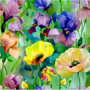 Aquarel poppy flowers Grön