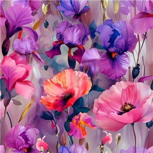 Aquarel poppy flowers Grå