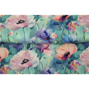 Aquarel poppy flowers turkos