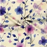 Lila Blomster Ribbad Jersey