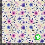 Lila Blomster Ribbad Jersey