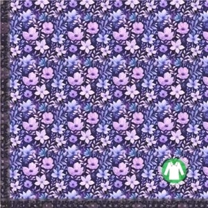 Vackra blomster lila Ribbad Jersey