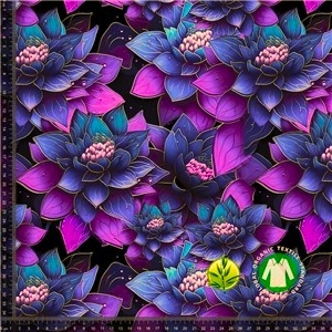 Digitaltryckt Bambujersey Blomster 2