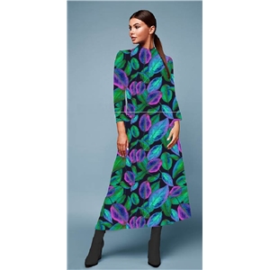 Veil of Leaves Viscose-jersey Grön & Rosa