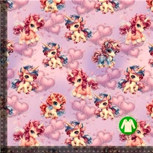 Söta enhörningar och hjärtan