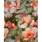 Digitaltryckt Bambu - Poppy Flower Grön