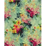 Digitaltryckt Bambu - Blomster och blad Grå