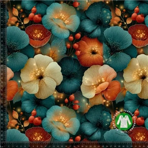 Petrol och orange blommor