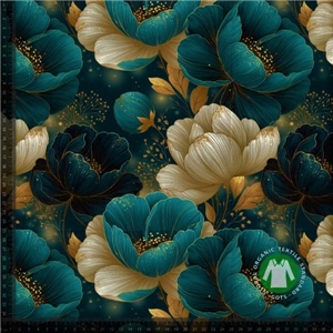 Creme och petrol blomster