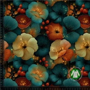 Petrol och orange blommor