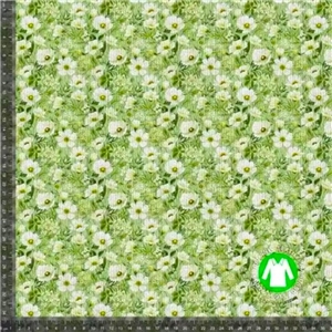Eleganta blomster grön Ribbad jersey