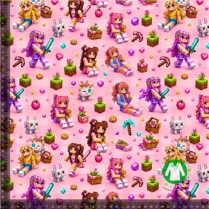 Gamer pixel girls - rosa rutig