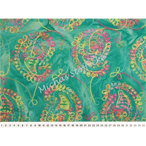 Broderivävd batik grön